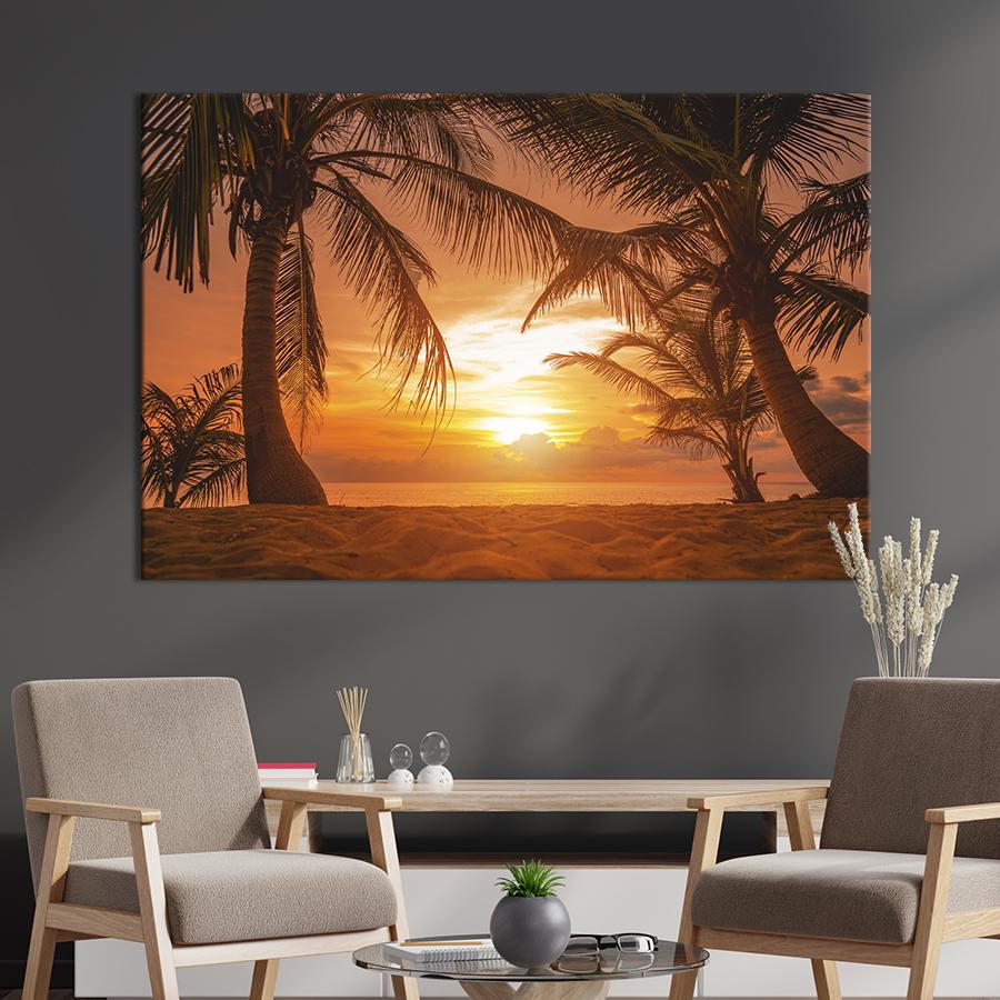 Настенний декор Вечернее солнце между пальм 80x54 см (1858-1)