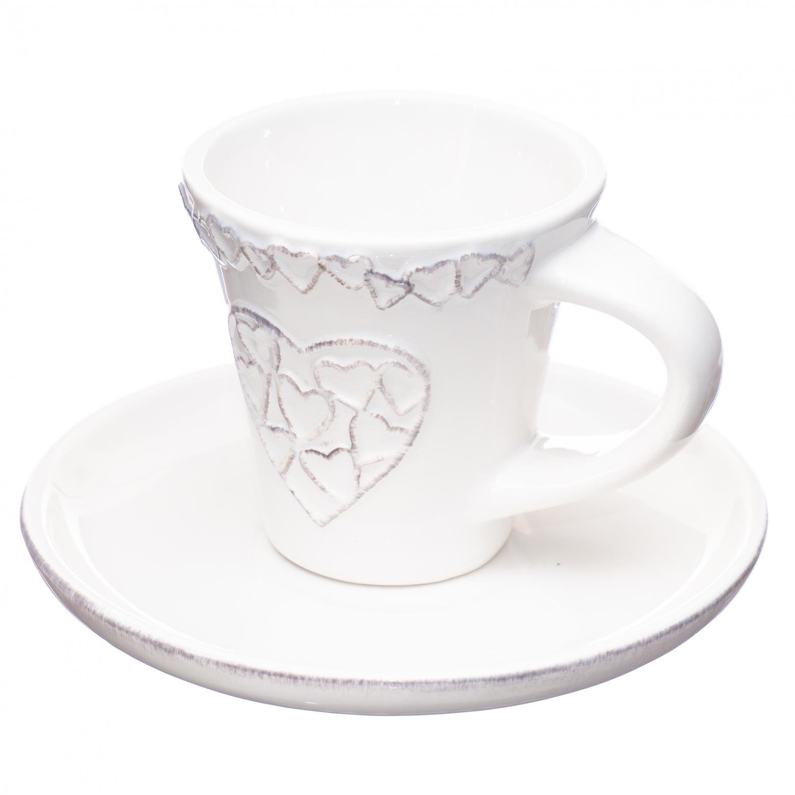 Набор чашек с блюдцем Elisey 2 шт. Белый (009AS)