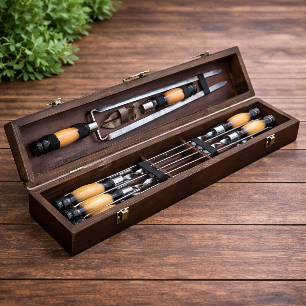 Подарочный набор шампуров Jooki ШашлыКейс темный (10198)