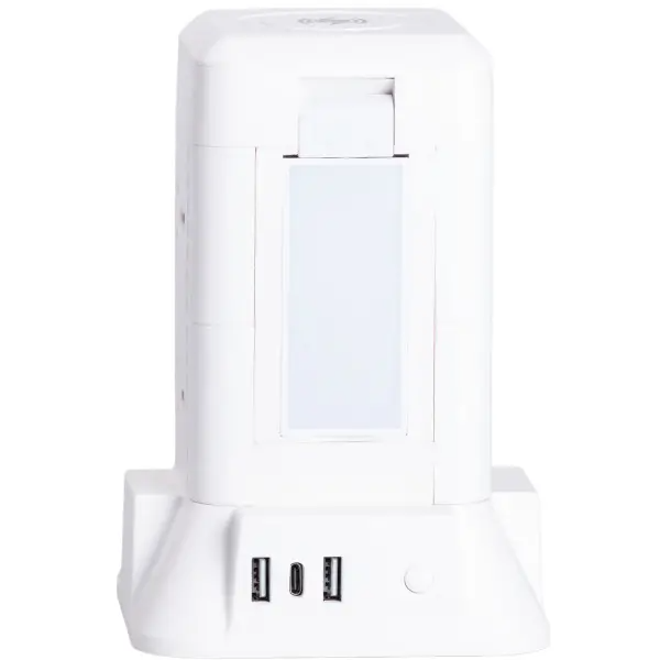 Фильтр-удлинитель сетевой TOWER 6 розеток LED-лампа 3USB + 1PD 2,8 м Белый (HP-5-1) - фото 5 Фильтр-удлинитель сетевой TOWER 6 розеток LED-лампа 3USB + 1PD 2,8 м Белый (HP-5-1) - фото 5