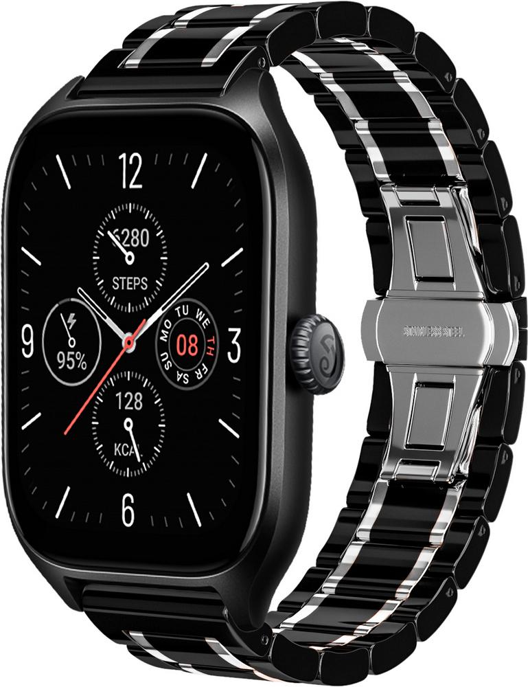 Ремешок керамический Ceramo для Amazfit GTS 4/Mini Black/White (29510-1E)