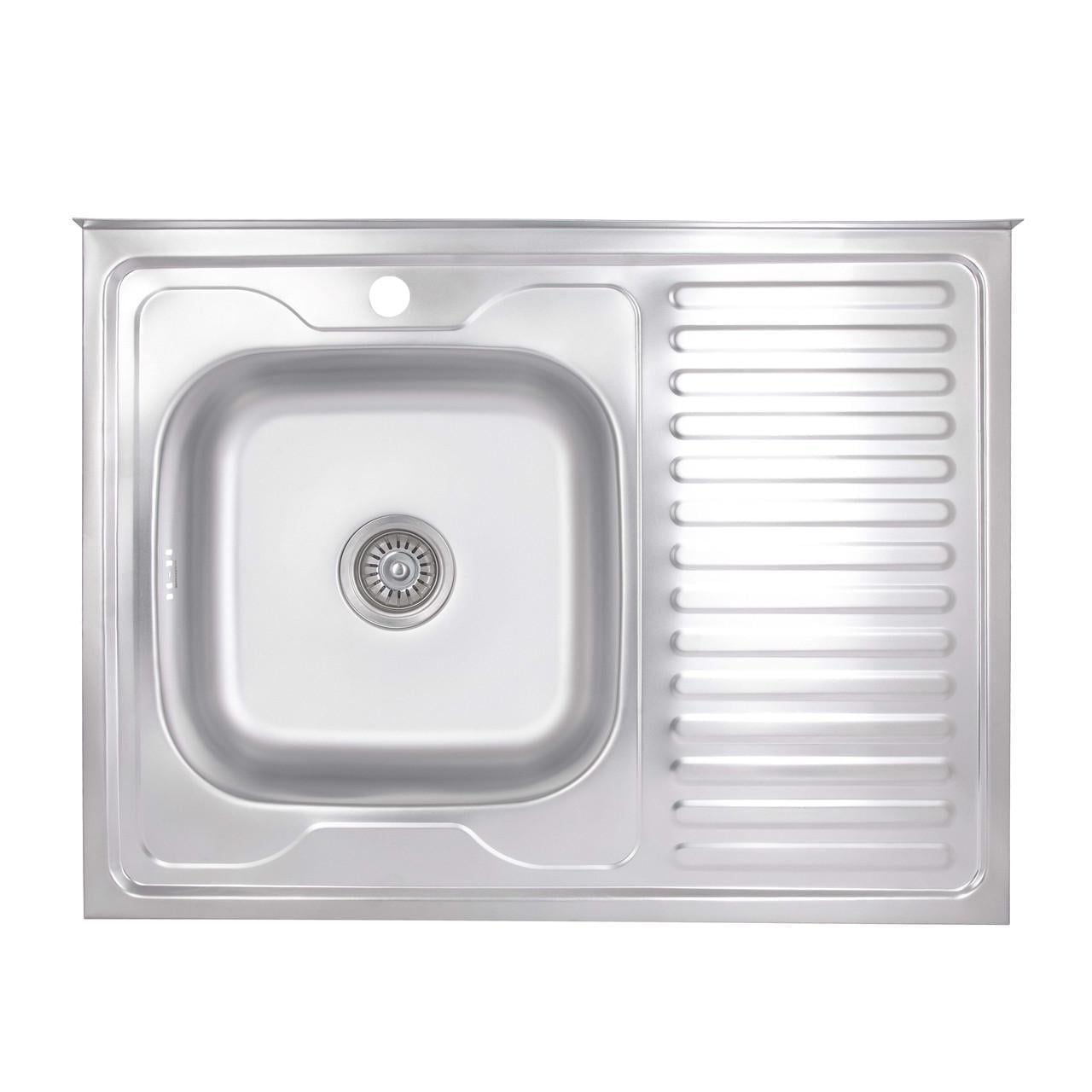 Кухонна мийка Brinex 6080-L 0,6 мм Satin (BRIN6080LSAT06)