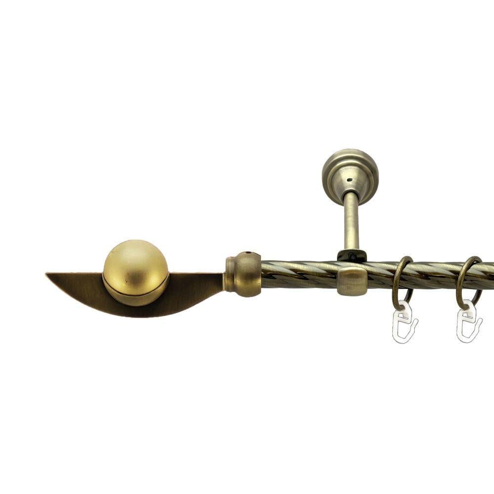 Карниз металлический Orvit Фламинго однорядный открытый/скрученная труба/кольцо металлическое Антик 16 мм 160 см (00-00022405)