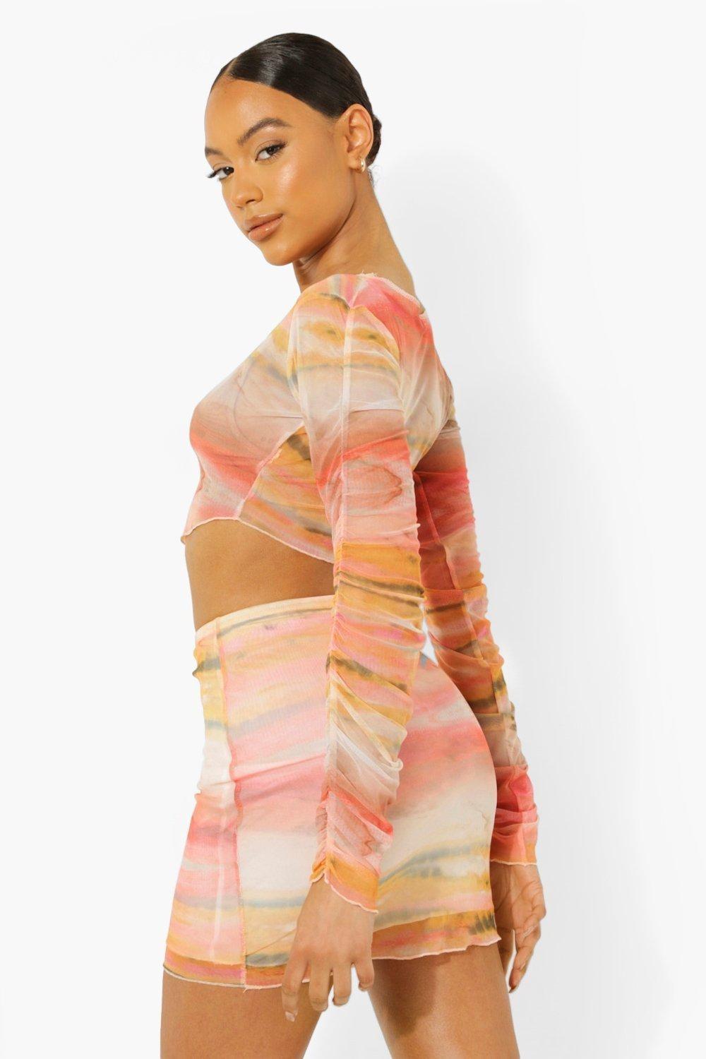 Юбка-мини Boohoo 9786 S Оранжевый - фото 2