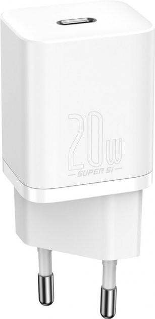 Пристрій зарядний мережевий Baseus Super Silicone PD Charger 20 W 1Type-C White (CCSUP-B02)