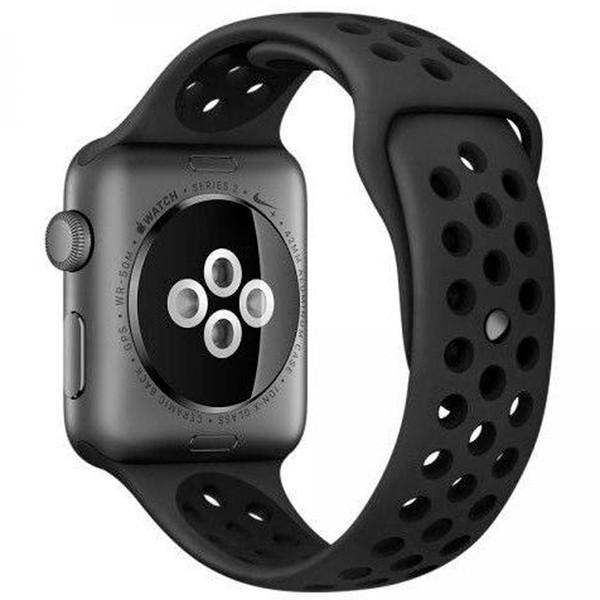 Ремешок силиконовый с перфорацией для Apple Watch 38/40/41 mm Series SE/7/6/5/4/3/2/1 Серо-Черный Ремешок силиконовый с перфорацией для Apple Watch 38/40/41 mm Series SE/7/6/5/4/3/2/1 Серо-Черный