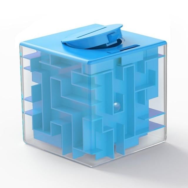 Развивающая игрушка SUNROZ Maze Money Box копилка куб-лабиринт 3D игры 2в1 Голубой (SUN5679)