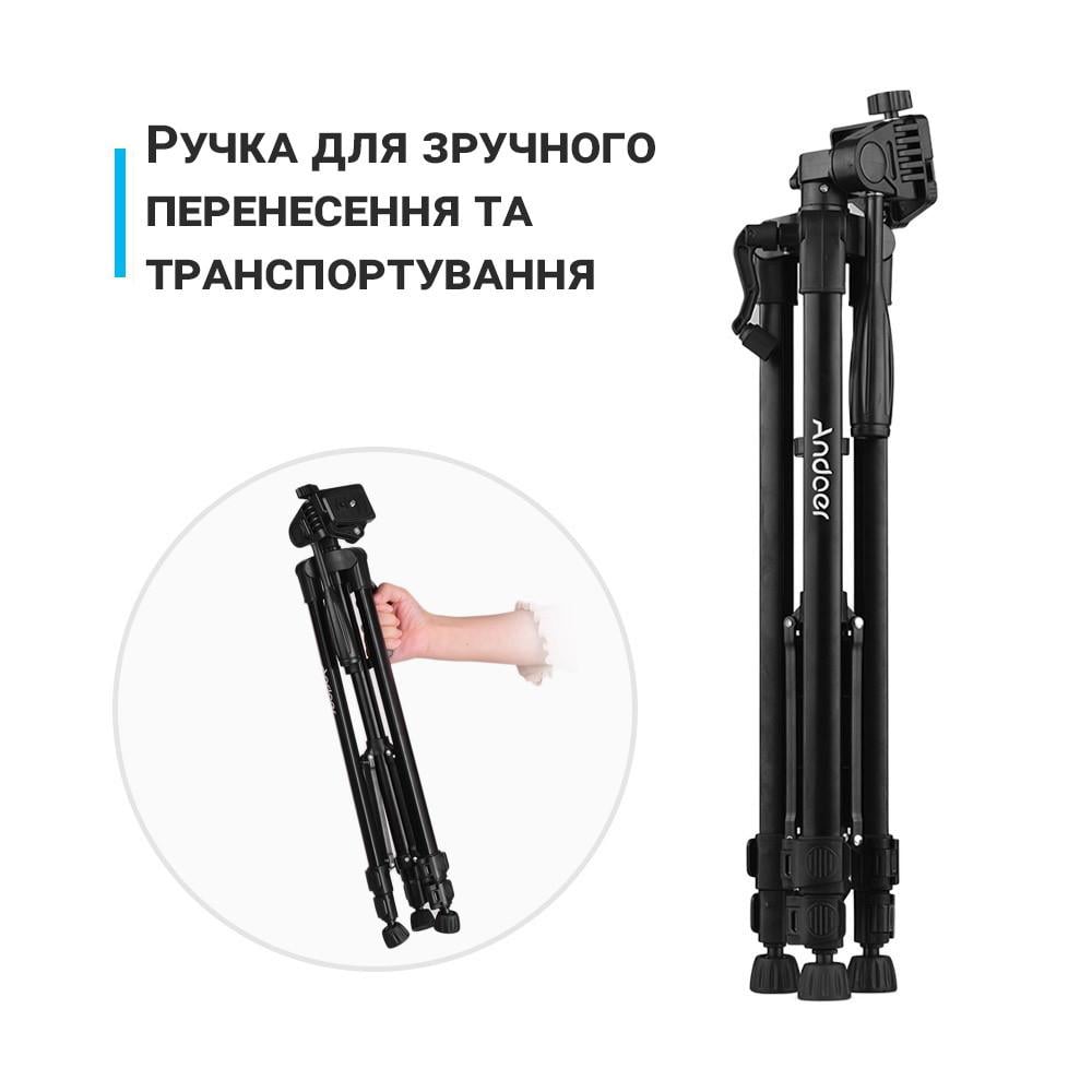 Штатив для смартфона та камери Andoer TR-01 трипод алюмінієвий з тримачем для телефона Чорний - фото 9