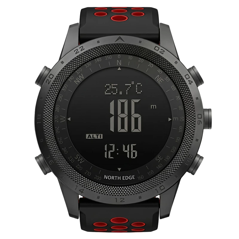 Наручний годинник North Edge Desert Flex Red 5BAR з компасом 2 ремінці