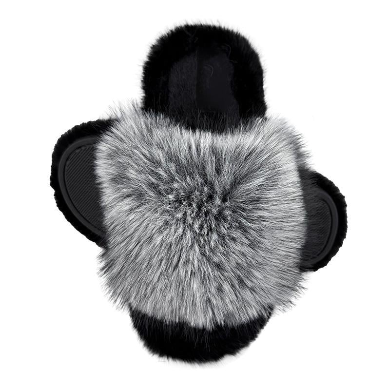 Комнатные тапочки женские пушистые 80143-1 p. 38-39 24,5-25 см Серый