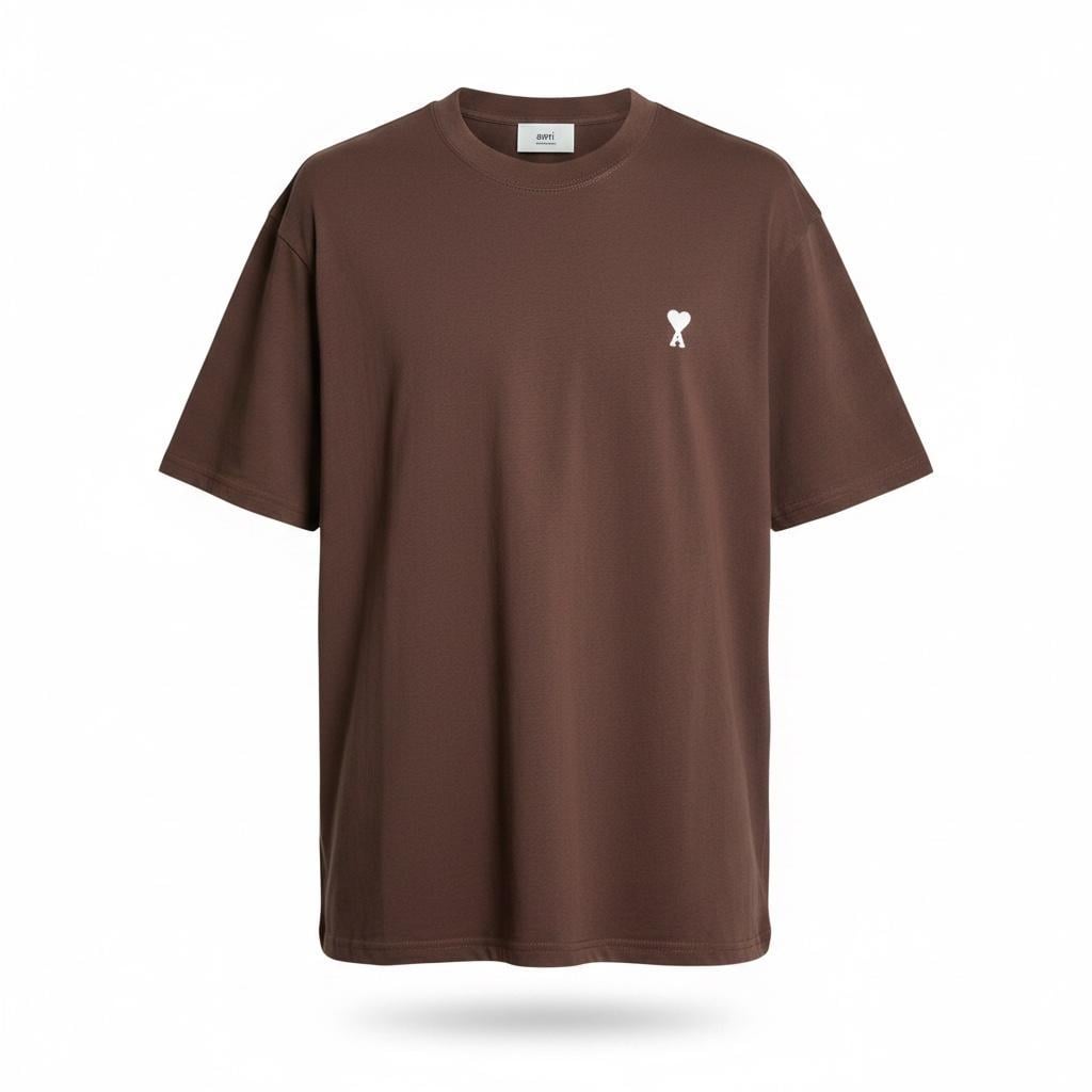 Футболка мужская в стиле AMI Paris Small A Heart T-Shirt L Коричневый (AP12002.2L)