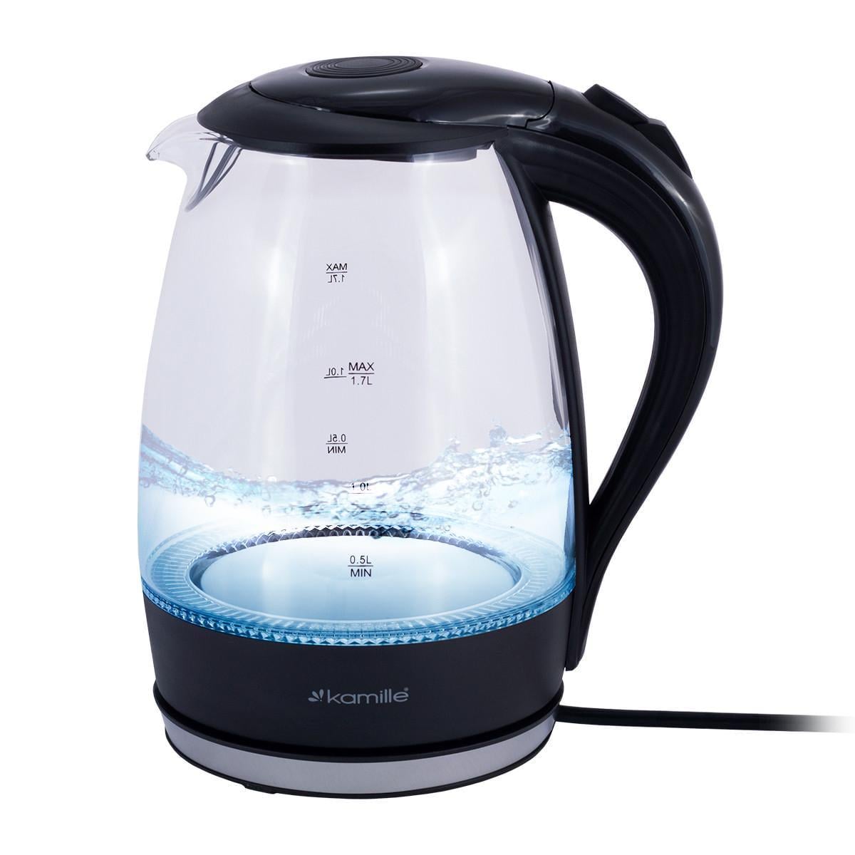 Чайник електричний Kamille KM 1700B із синім LED підсвічуванням 1,7 л Чорний (106-84-1700B) Чайник електричний Kamille KM 1700B із синім LED підсвічуванням 1,7 л Чорний (106-84-1700B)