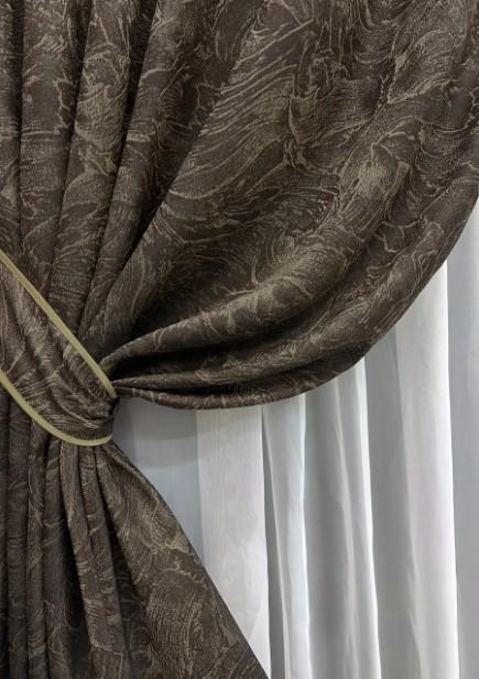 Комплект штор Fantasy жаккард 1,5х2,9 м 2 шт. Шоколадный/Бежевый (1630ш) - фото 5 Комплект штор Fantasy жаккард 1,5х2,9 м 2 шт. Шоколадный/Бежевый (1630ш) - фото 5