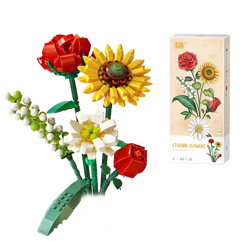 Конструктор 3D LOZ 1659 Подсолнечник/Роза/Шафран/Зверобой 568 деталей Конструктор 3D LOZ 1659 Подсолнечник/Роза/Шафран/Зверобой 568 деталей