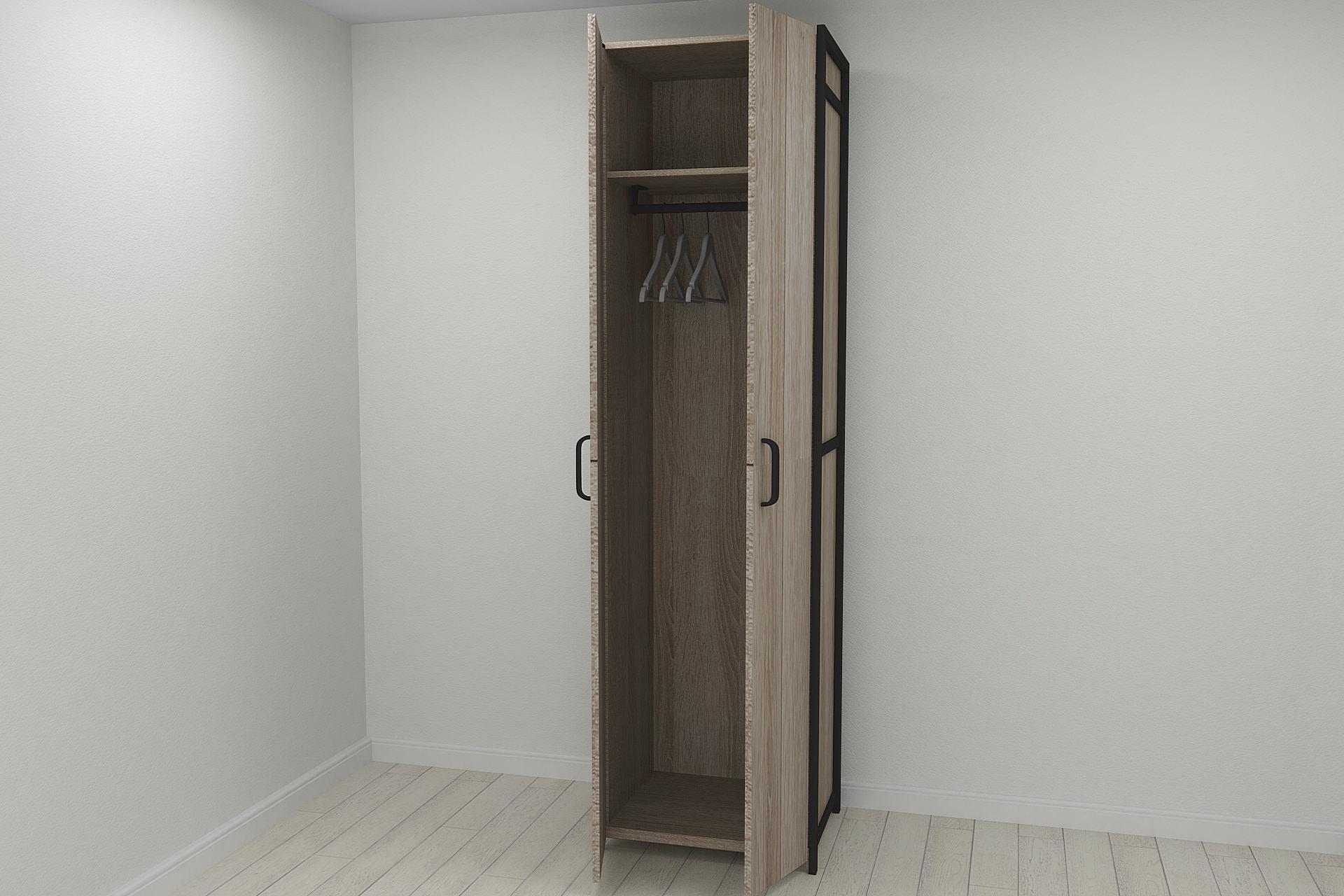 Шкаф-гардероб Ferrum-decor Коннект Уни секция 6 металл/ДСП 16 мм 220x60x50 см Черный/Дуб Сонома Трюфель (FRD-104574)