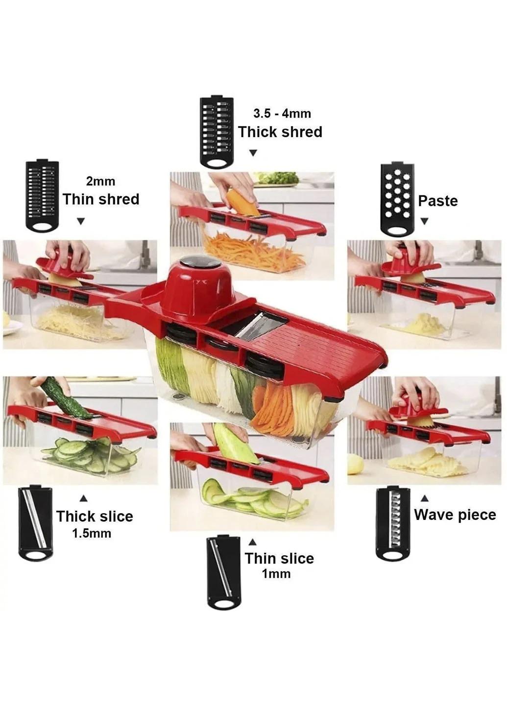 Овочерізка Good Idea Mandoline Slicer HSM-52001 6в1 з контейнером Червоний (77722) - фото 3