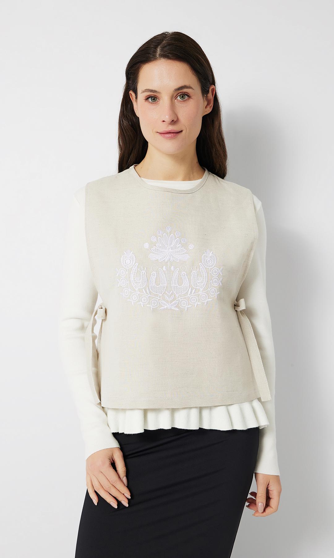 Жилетка жіноча з вишивкою Вишиваночка Бежевий (Ж0110) 42-46