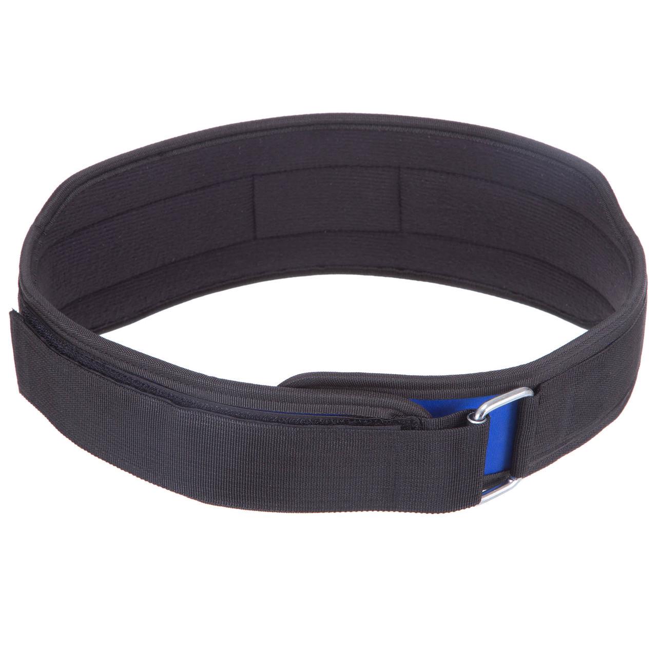 Пояс атлетический текстильный Zelart SB-165521 85-116 см XS-XXL спинка 10 см Синий (2532847908)