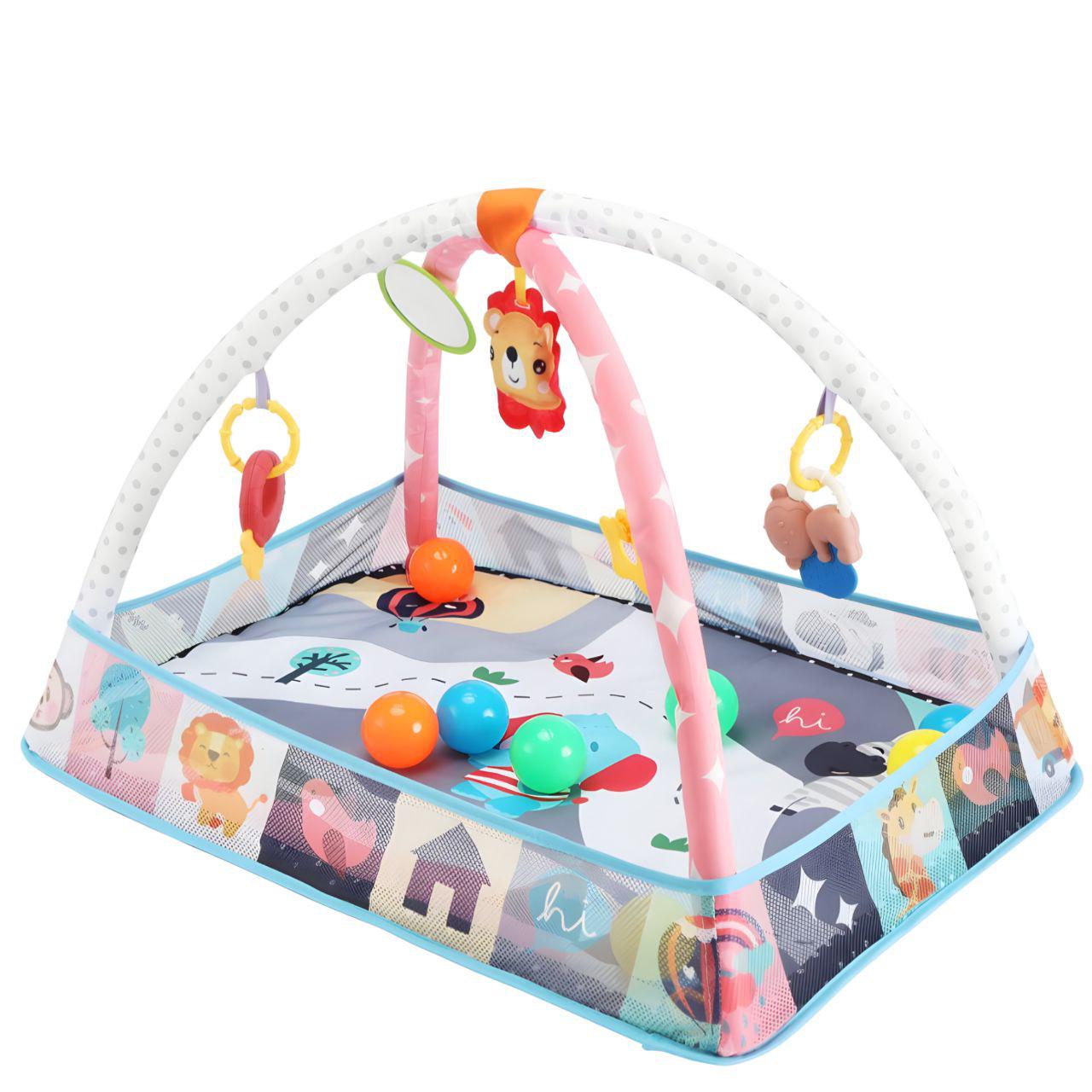 Килимок розвиваючий для немовлят 918-8023А 2в1 ігровий манеж з підвісками та кульками (24612295)