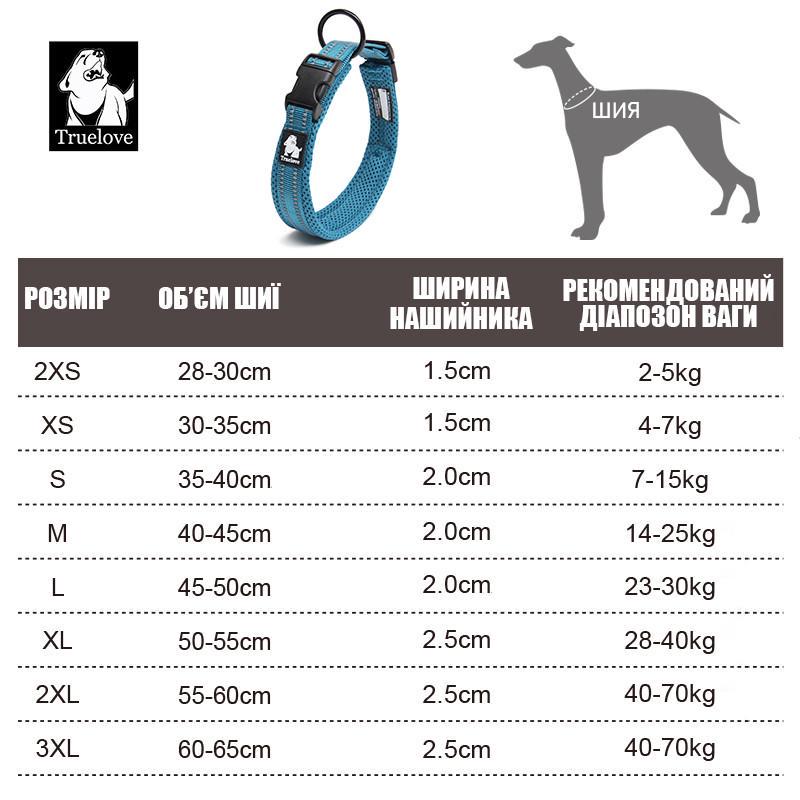 Нашийник для собак середніх і великих порід Truelove TLC5011 світловідбиваючий XS Синій (2090667679) - фото 9 Нашийник для собак середніх і великих порід Truelove TLC5011 світловідбиваючий XS Синій (2090667679) - фото 9