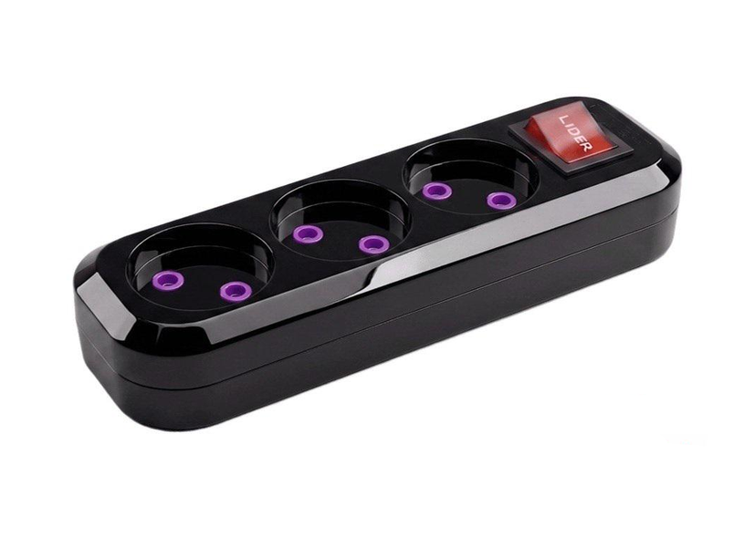 Розетка переносная с кнопкой LIDER PROXIMA LRP16-350 Black