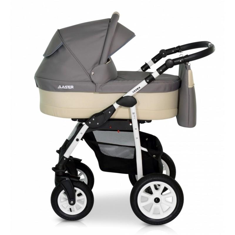 Коляска Verdi Laser универсальная 2в1 с дождевиком и сумкой Серый/Бежевый