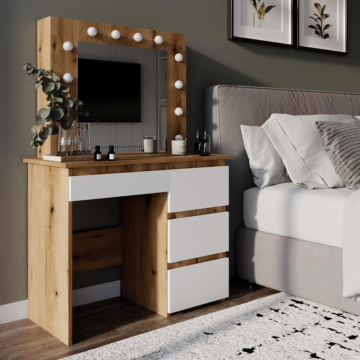 Туалетный столик Beauty 940х430х1400 мм Дуб эвок/ Белый бриллиант (GATB31100100000) - фото 5 Туалетный столик Beauty 940х430х1400 мм Дуб эвок/ Белый бриллиант (GATB31100100000) - фото 5