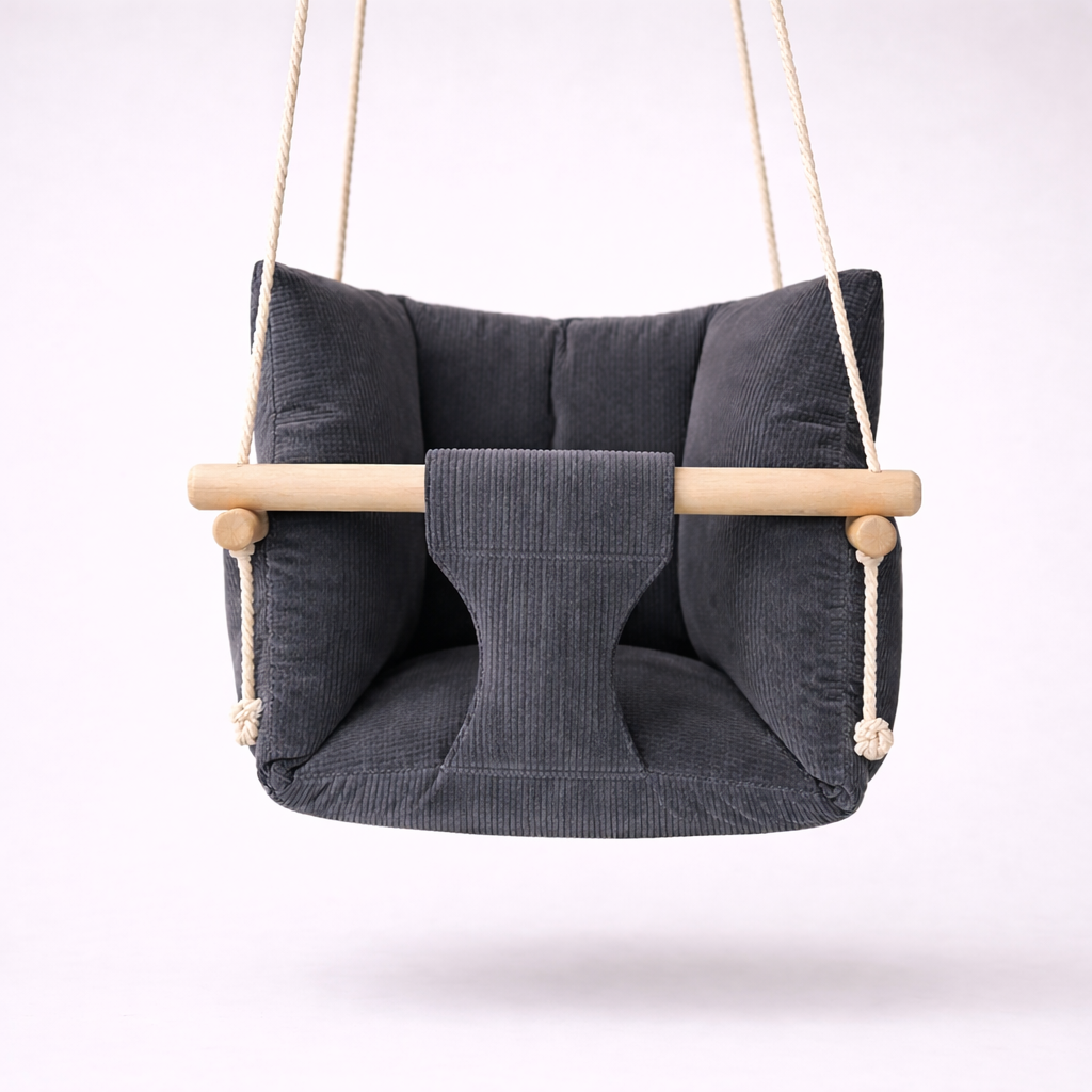 Детские качели подвесная Премиум вельвет Темно-серый (GS-9064)