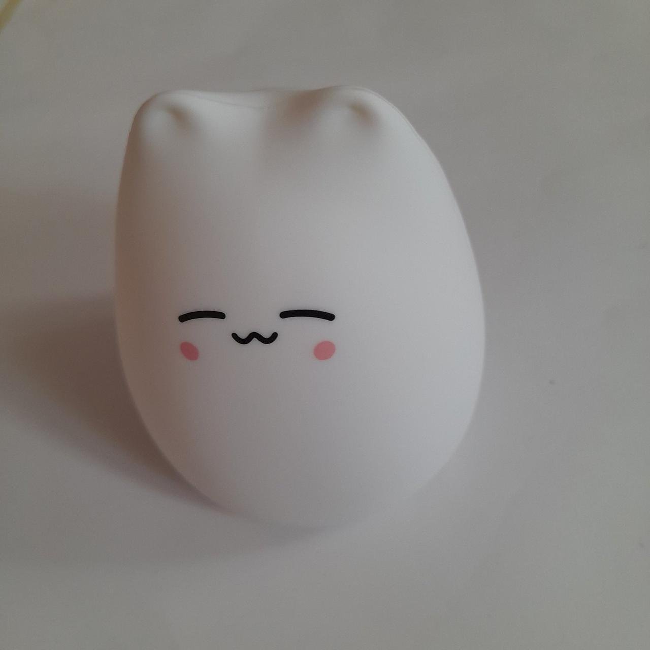 Нічник силіконовий м'який Котик LED на батарейках 7 кольорів Білий - фото 4