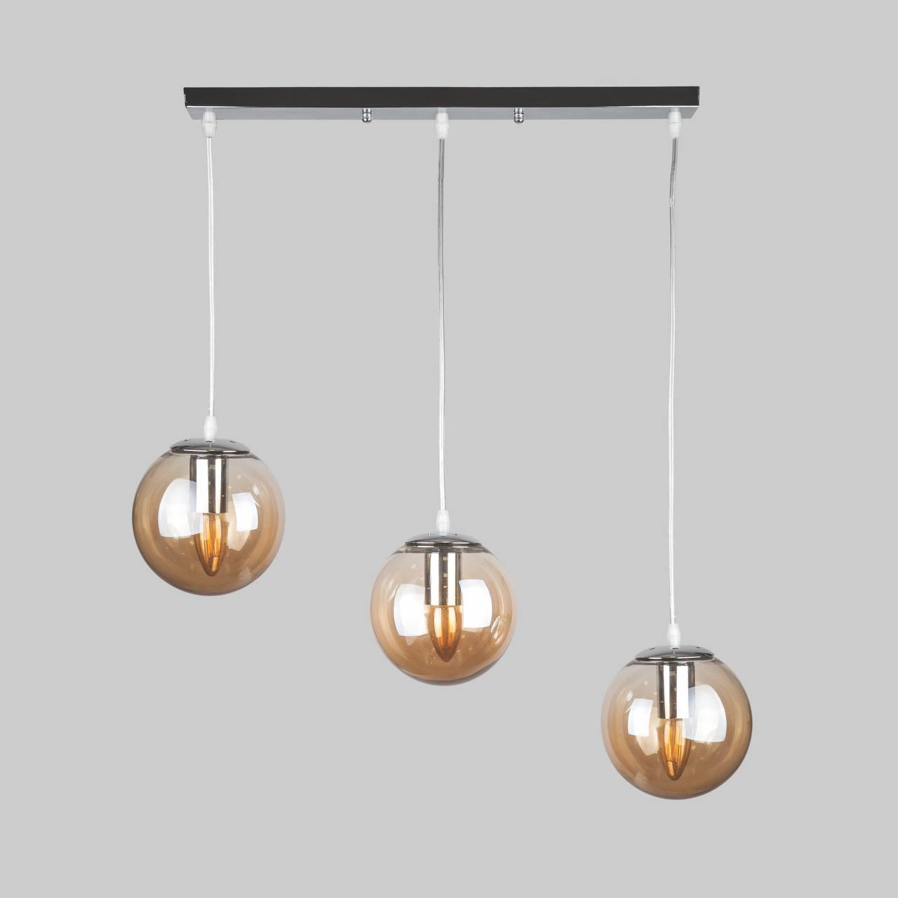 Люстра на три кофейных шара Серебряный (56-PR150F-3 CR+ВR) Люстра на три кофейных шара Серебряный (56-PR150F-3 CR+ВR)