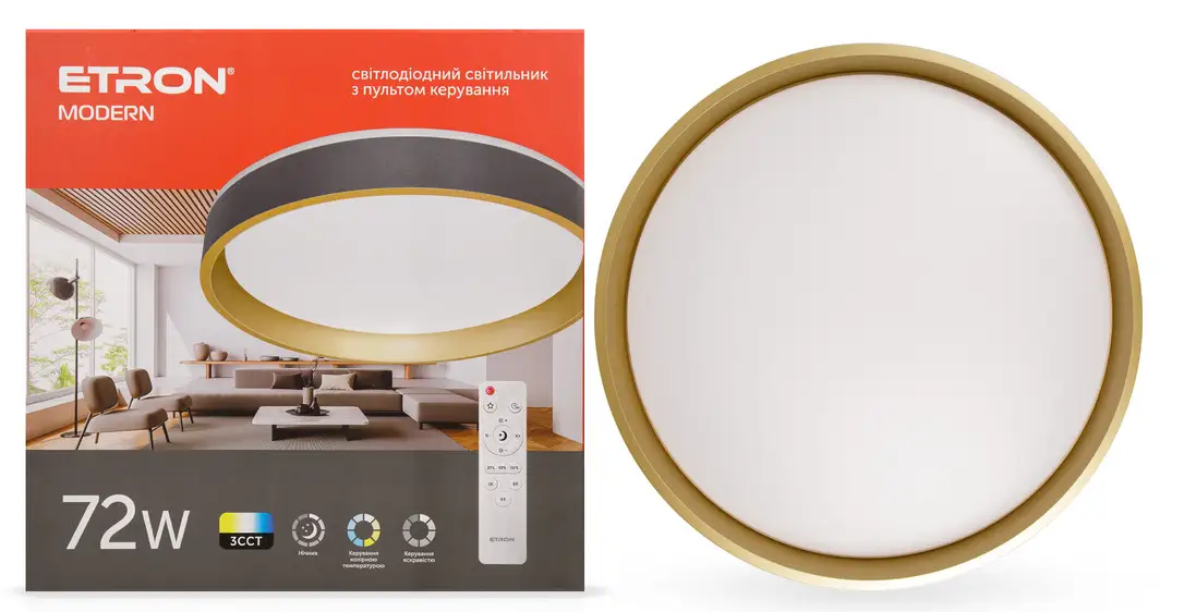 Светильник светодиодный ETRON Smart MODERN 72W Gold/Black (25675312)