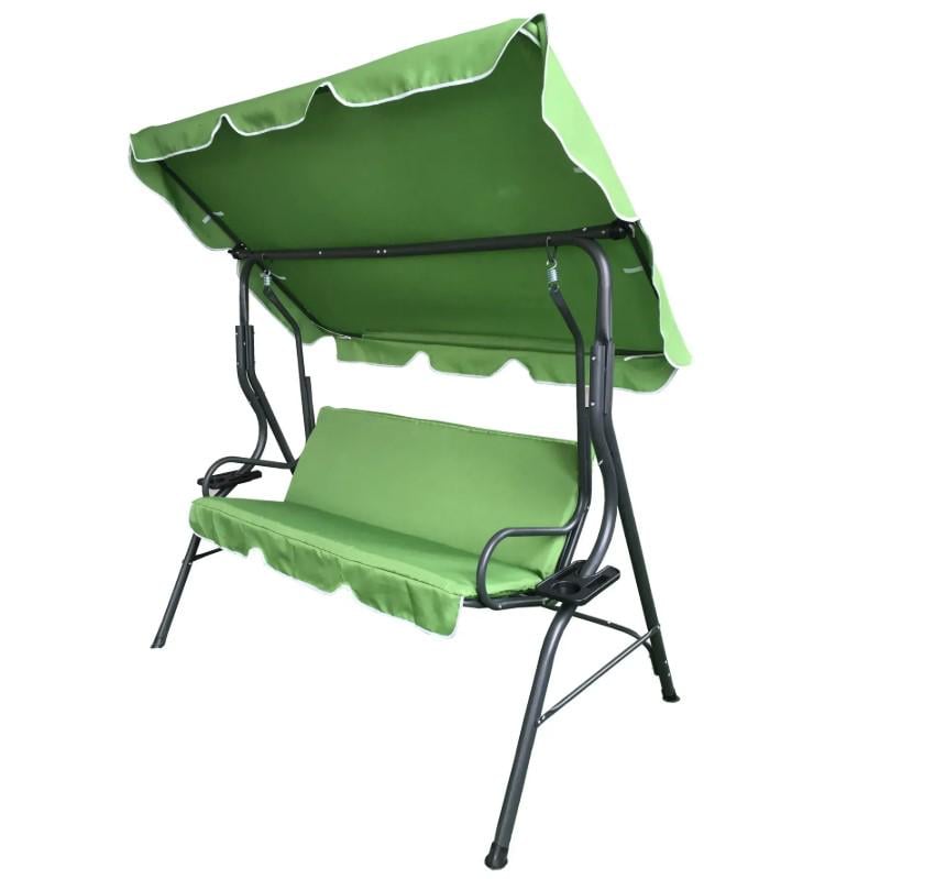 Качели садовые Garden Line каркасные для улицы с навесом Зеленый - фото 2