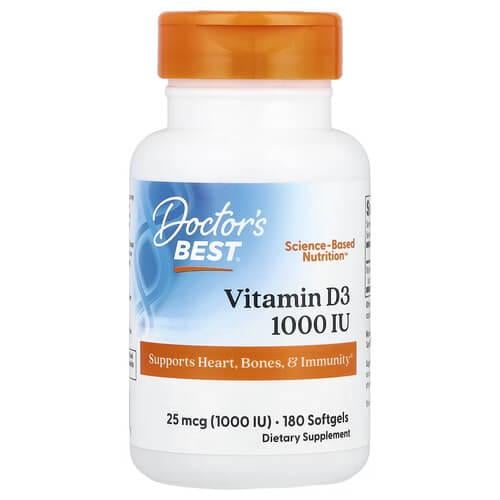 Витамин D Doctor's Best Vitamin D3 25 mcg 1,000 IU 180 капс. (DRB-00209)