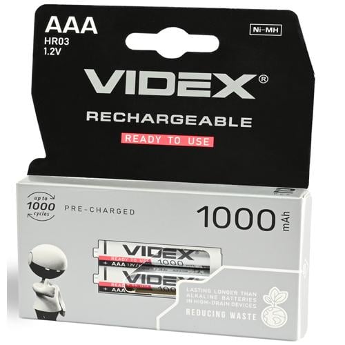 Батарейка акумулятор Videx AAA 1000 mah 2 шт.