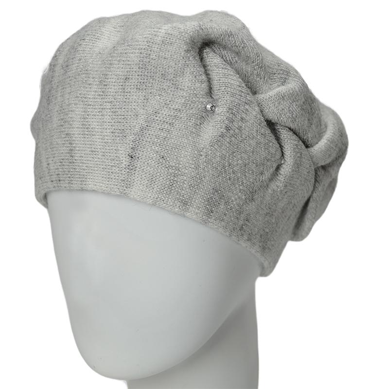 Берет женский Lirus Жаклин двойной на стойке Светло-серый (159468)