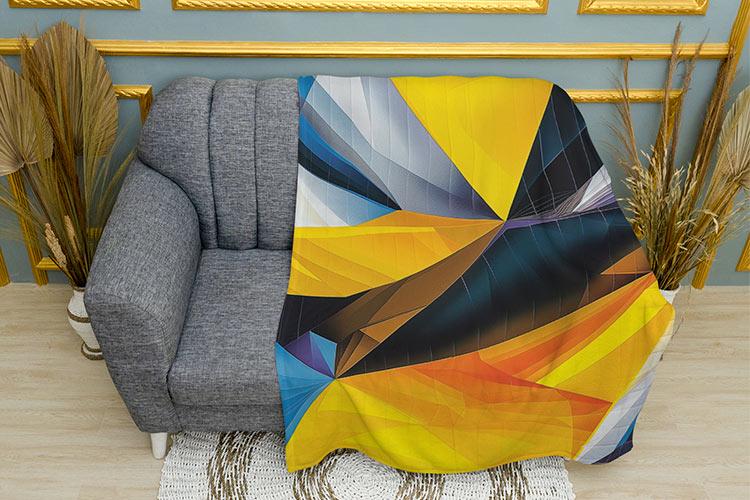 Плед Желтые фигуры плюш однослойный 135х150 см (114286)