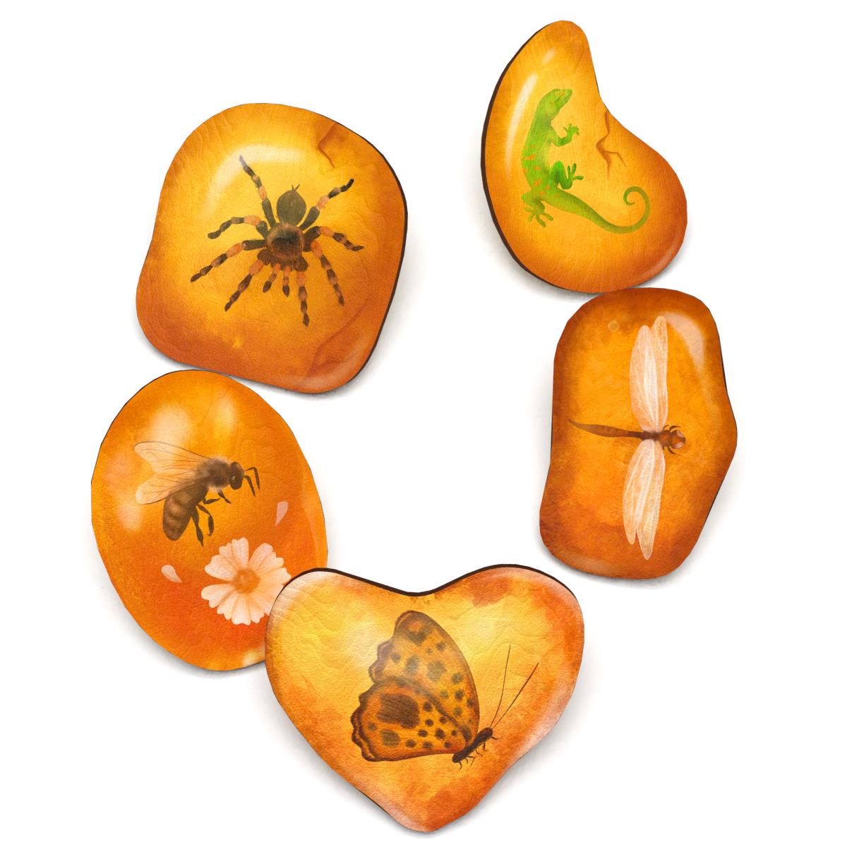 Набор значков Lex Altern Окаменелости животных из дерева 5 шт.