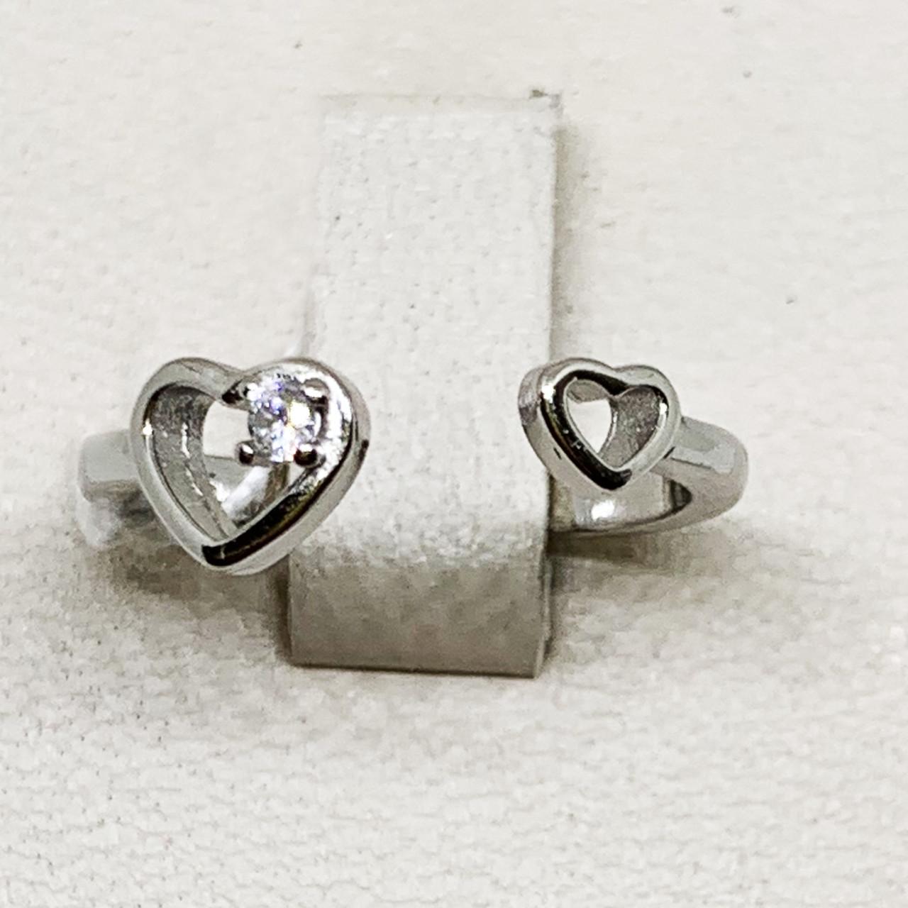 Кольцо серебряное Сердце с кубическим цирконием 1,84 г р. 16 (1715809715)