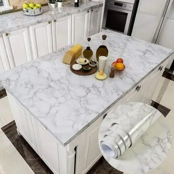 Самоклеящаяся кухонная пленка для поверхностей 5x0,6 м Белый мрамор (3642) - фото 4