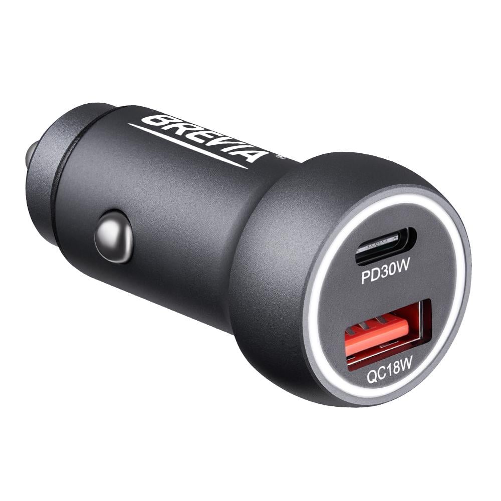 Зарядное устройство автомобильное Brevia ePower Dual Style Metal LED 48W 1xUSB-C+1xUSB-A (46048SCUG)