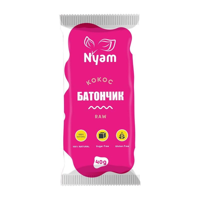 Углеводный батончик Nyam Raw Bar 40 г Кокос (22079-01) Углеводный батончик Nyam Raw Bar 40 г Кокос (22079-01)