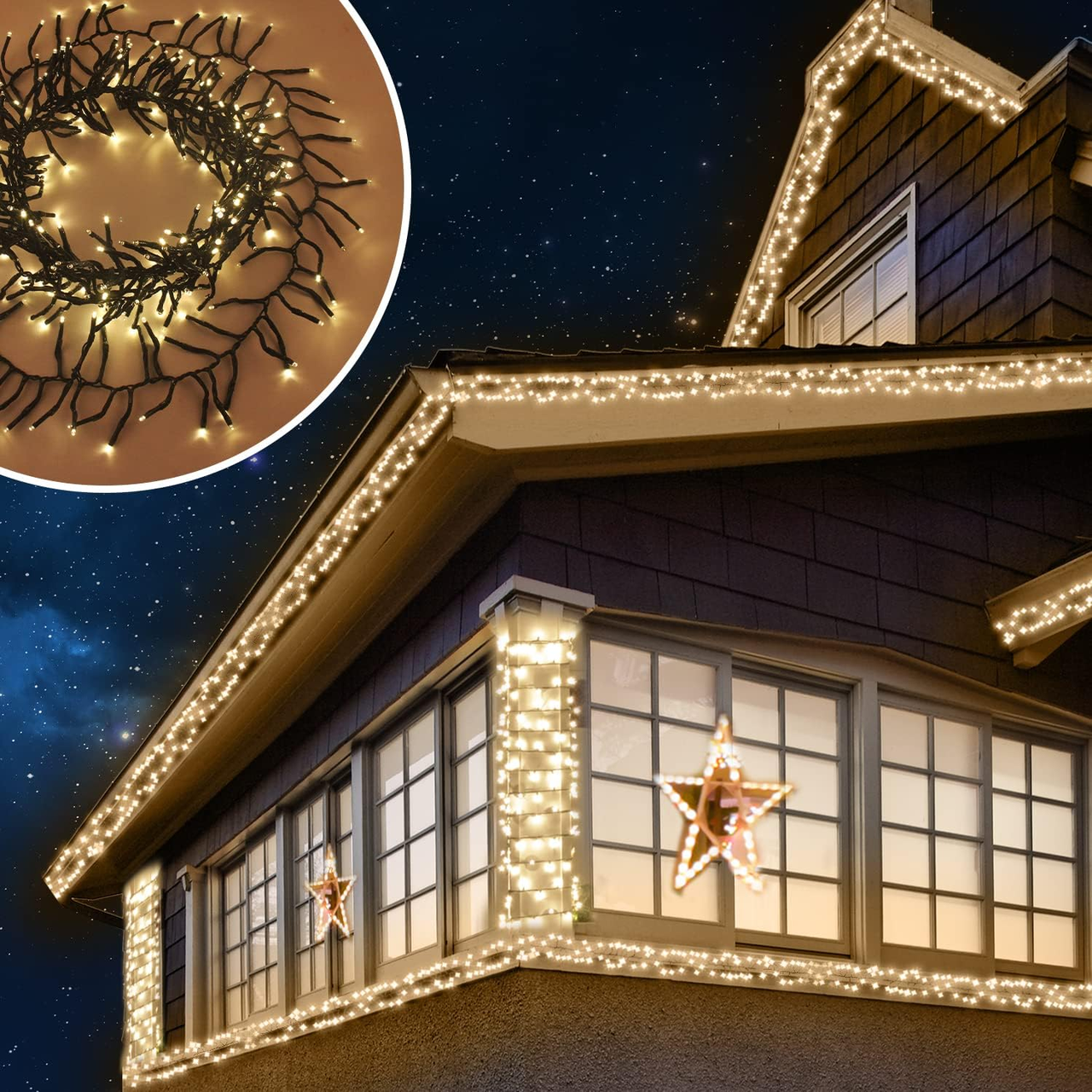 Гирлянда Рождественские огни 9 м теплый белый свет (2641271506)