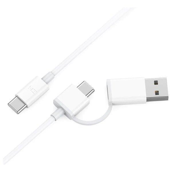 Кабель ZMI Combo Data Line Type-C-USB-A/Type-C/PD QC Fast Charge 3A 1 м Білий (AL311)