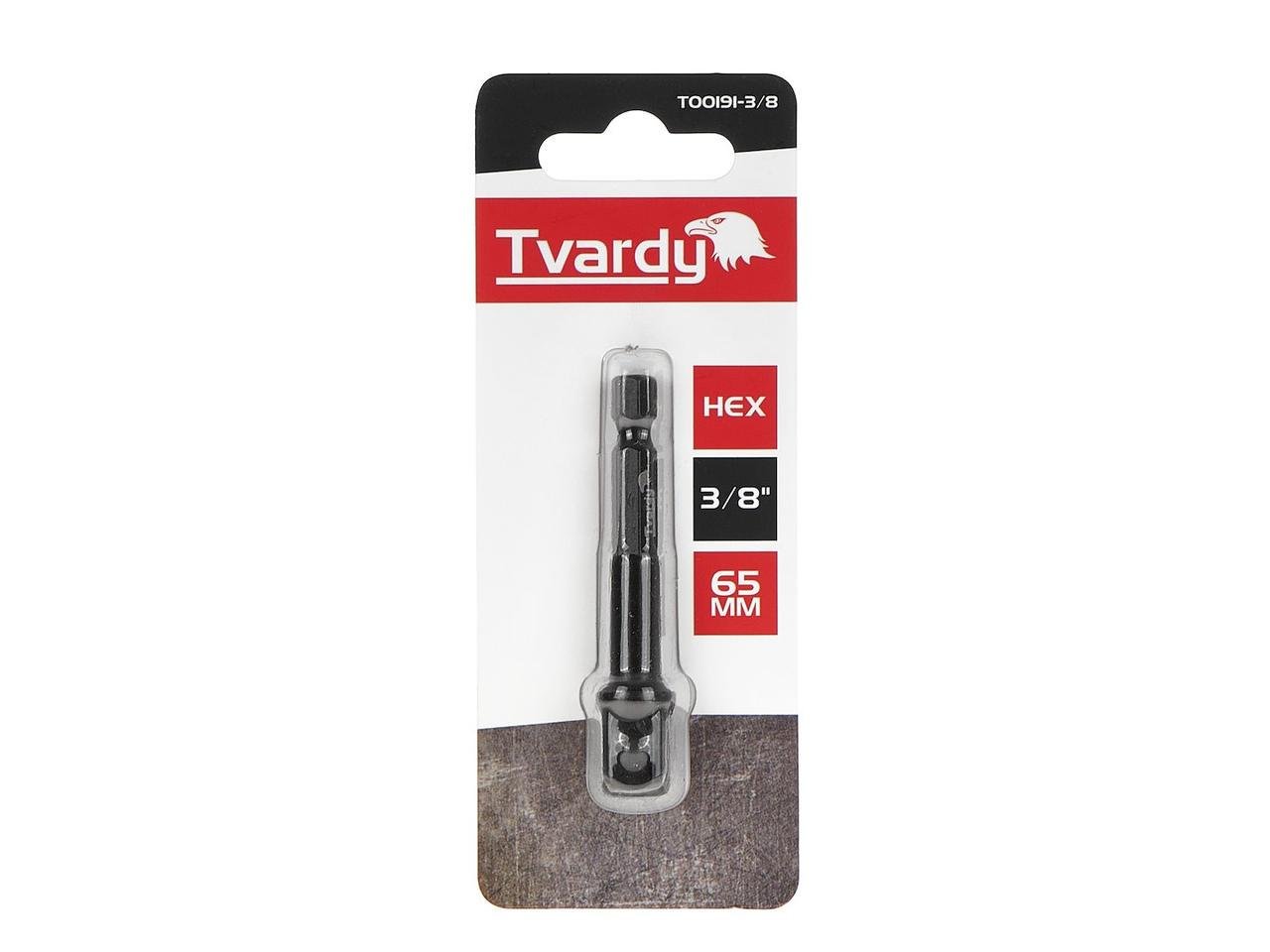 Адаптер ударний біти Tvardy Hex E6,3 1/4" на тримач торцевої головки 3/8" 65 мм (T00191-3/8) - фото 1 Адаптер ударний біти Tvardy Hex E6,3 1/4" на тримач торцевої головки 3/8" 65 мм (T00191-3/8) - фото 1