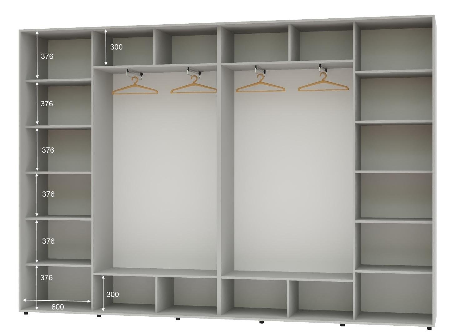 Шкаф-купе четырехдверный Алекса ДСП 360х45х230 см Серый (55858) - фото 2 Шкаф-купе четырехдверный Алекса ДСП 360х45х230 см Серый (55858) - фото 2