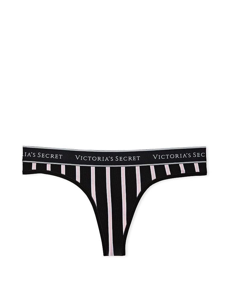 Трусики тонг Victoria's Secret у смужку XS Чорний (1159792165) - фото 3