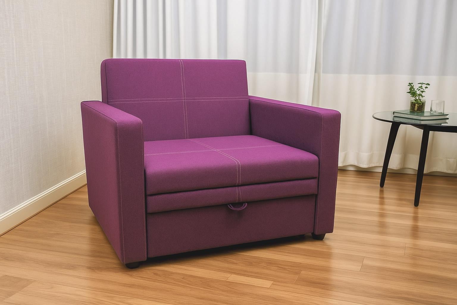 Диван-кресло мягкий раскладной Tobi Sho Максиан рогожка Bahama 1140х850х830 мм 23/Ягодный