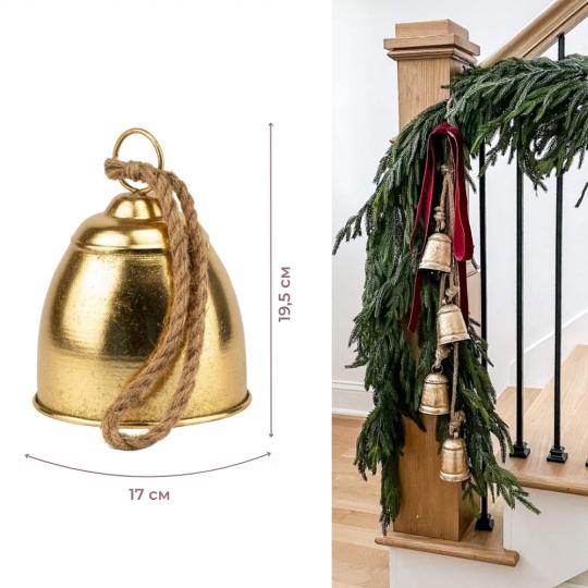 Игрушка на елку металлический колокольчик 19,5х17 см Золотой (150-81-6033-026) - фото 3 Игрушка на елку металлический колокольчик 19,5х17 см Золотой (150-81-6033-026) - фото 3