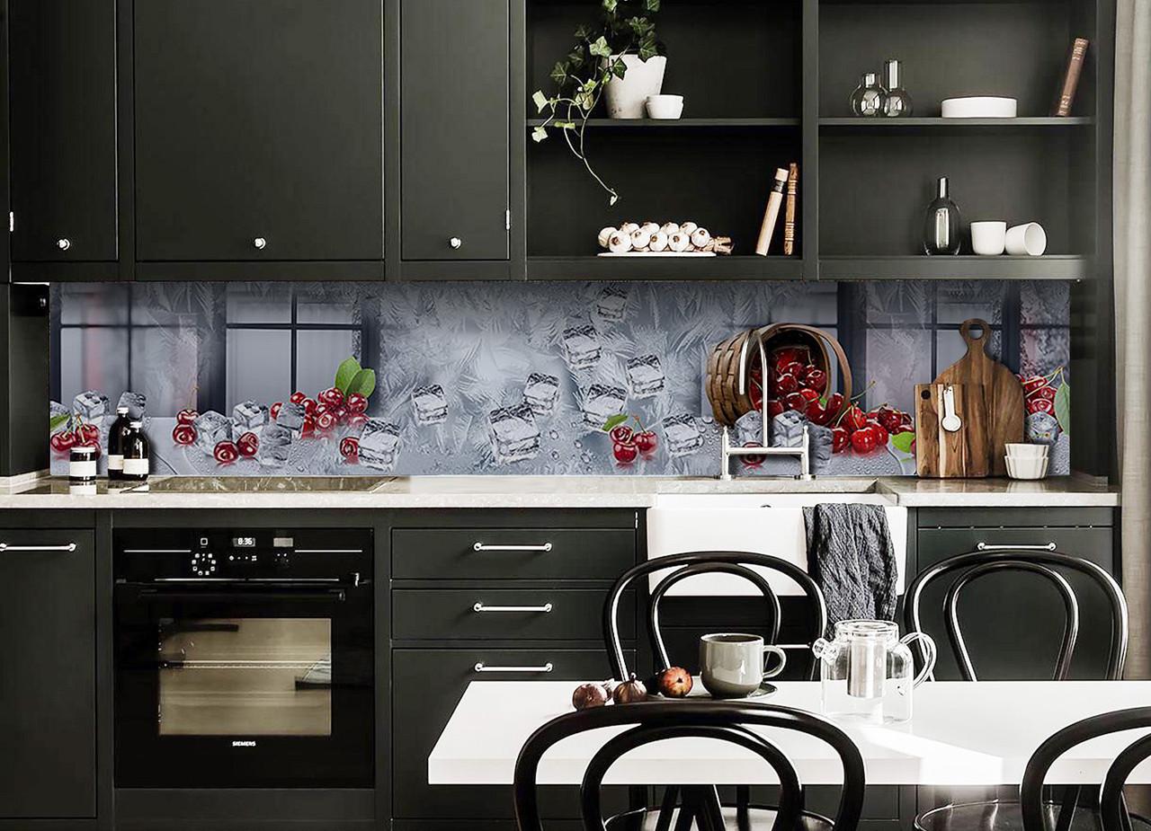 Кухонный фартук Ледяная вишня из самоклеющейся виниловой пленки 60х250 см Серый