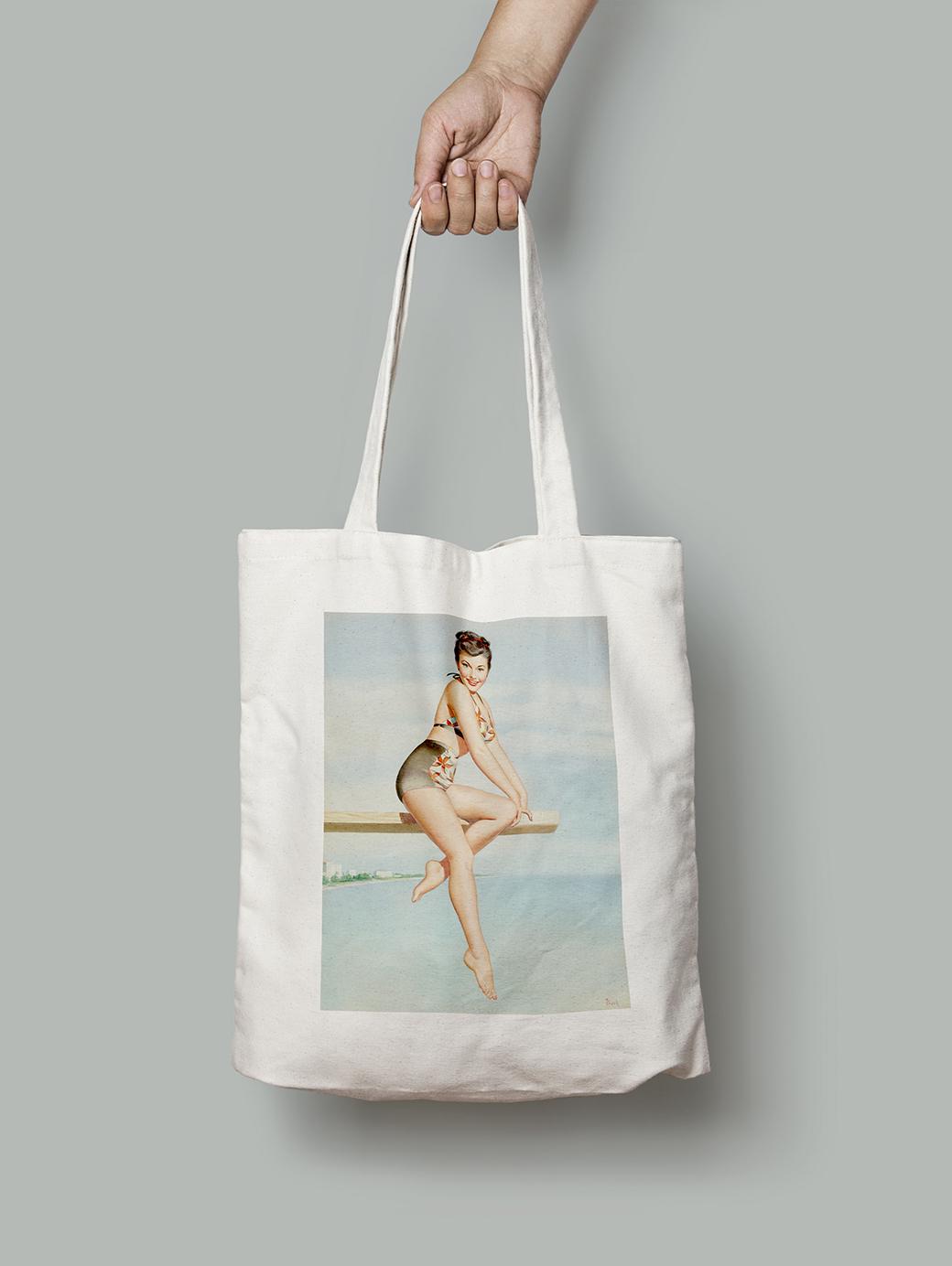 Эко-сумка шопер В купальнике на причале. Перл Алиса Фруш